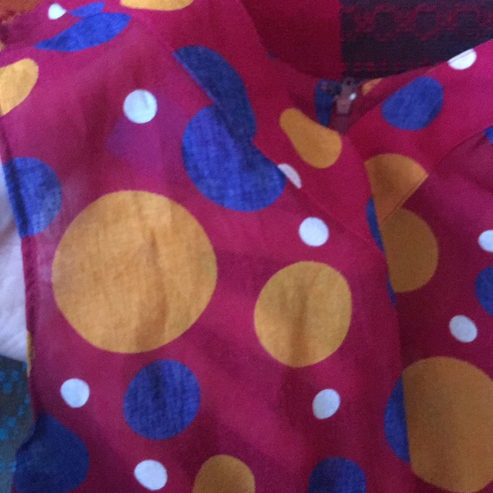 Vintage Polka Dot Midi Dress - Red, Blue, Yellow - Picture 3 of 4